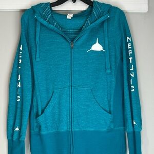 Blue Women's Zip-Up Shark Hoodie